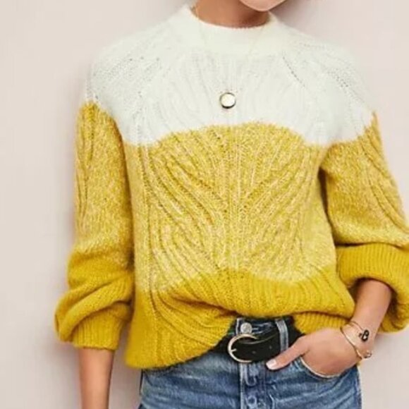 Anthropologie Second Female Nord Ombré Cable Knit Sweater Large Cozy Comfy - Picture 1 of 12